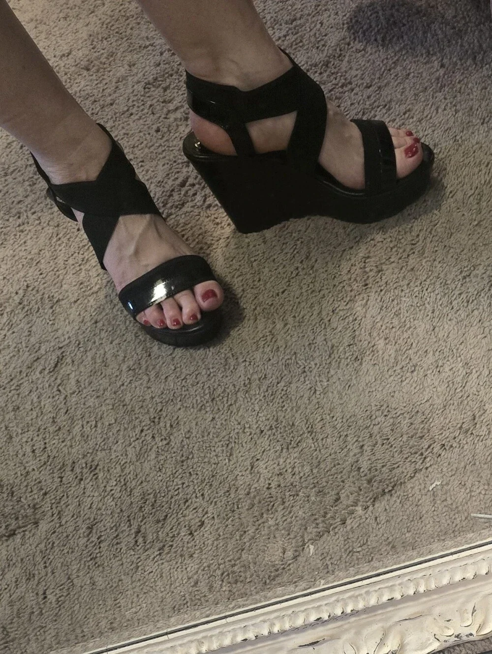 Charles By Charles David Black Wedge Sandals